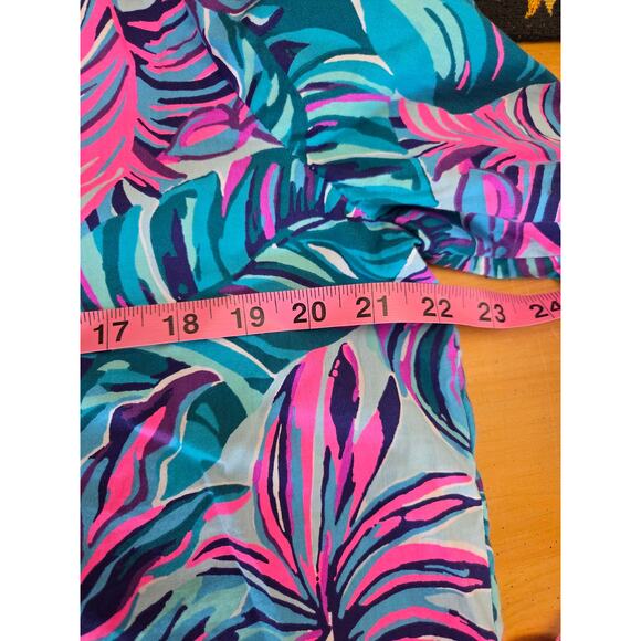 Lilly Pulitzer Large Embroidered Beaded Top Blouse Blue Pink 100% Cotton - Picture 9 of 9